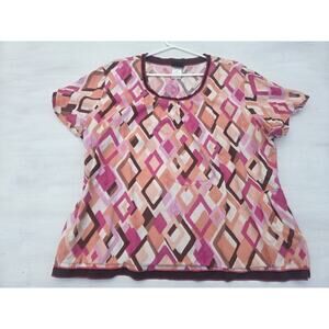 Baby Phat Scrub Top Cats Print Size 2XL Pockets Medical Nurse Dental Vet Work